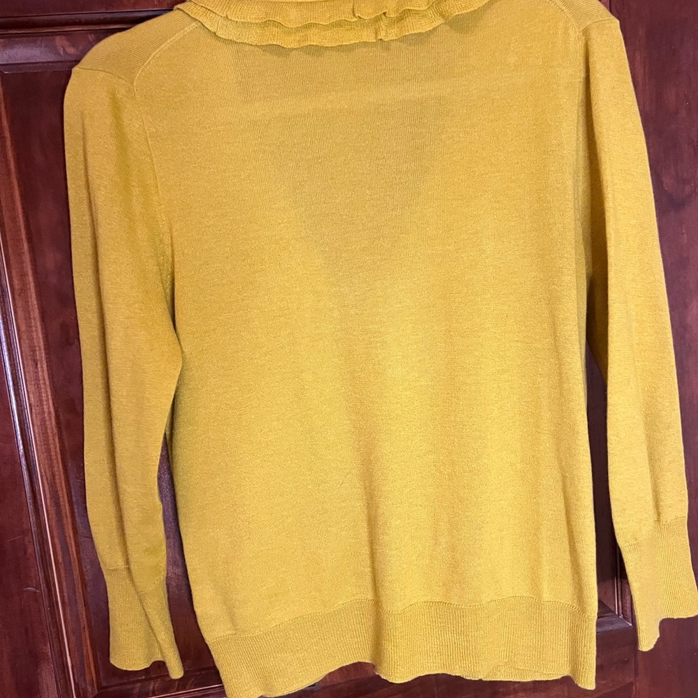 J. Crew Women's Mustard Ruffle Cardigan - Picture 4 of 12